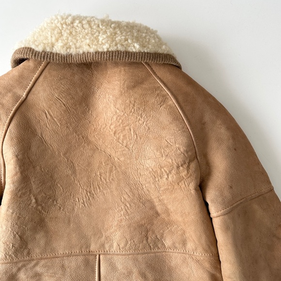 Vintage XS Shearling Coat 70s Tan Sheepskin Jacket Morlands Real Lambskin - Picture 6 of 11